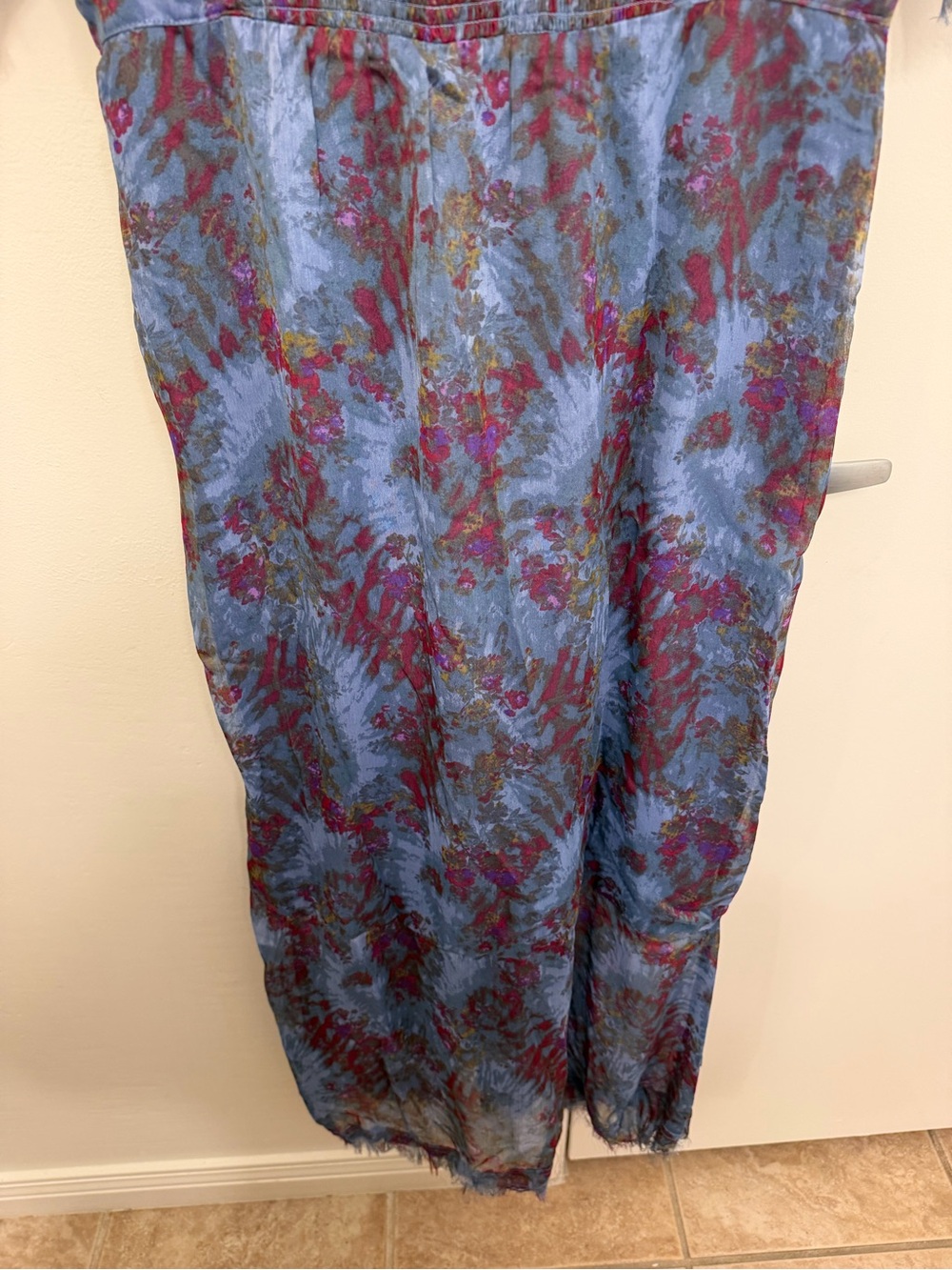 NWT Urban Outfitters Florence Chiffon Midi Dress Blue Purple Floral Size Large - Picture 12 of 12